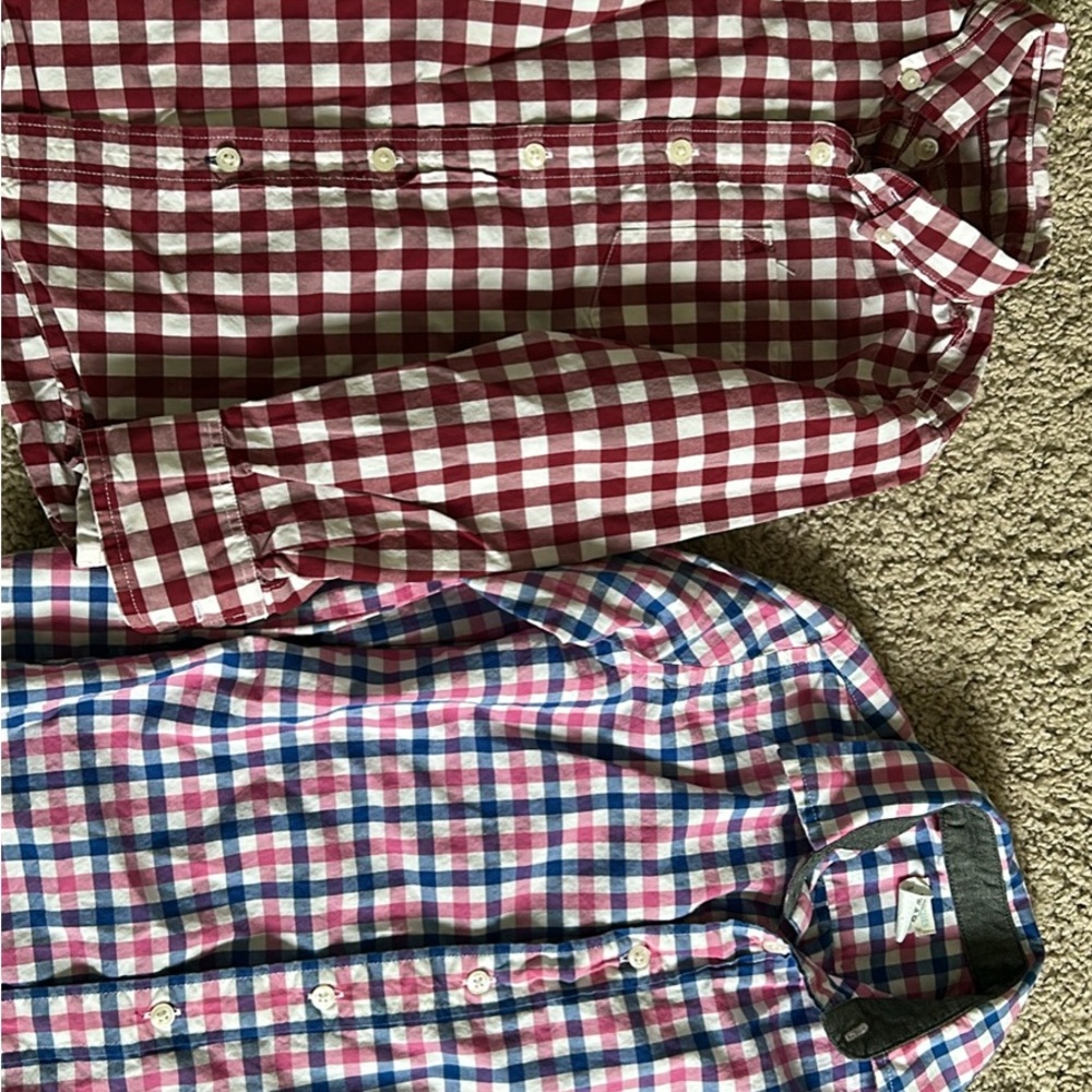 Crewcuts Burgundy and Blue Checkered Shirts